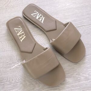 Zara Flat Padded Leather Sandals